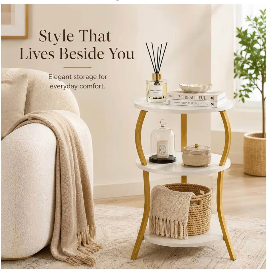 3-Tier Round End Table - Slim Waist Sofa Side Table (NIB) - photo 4