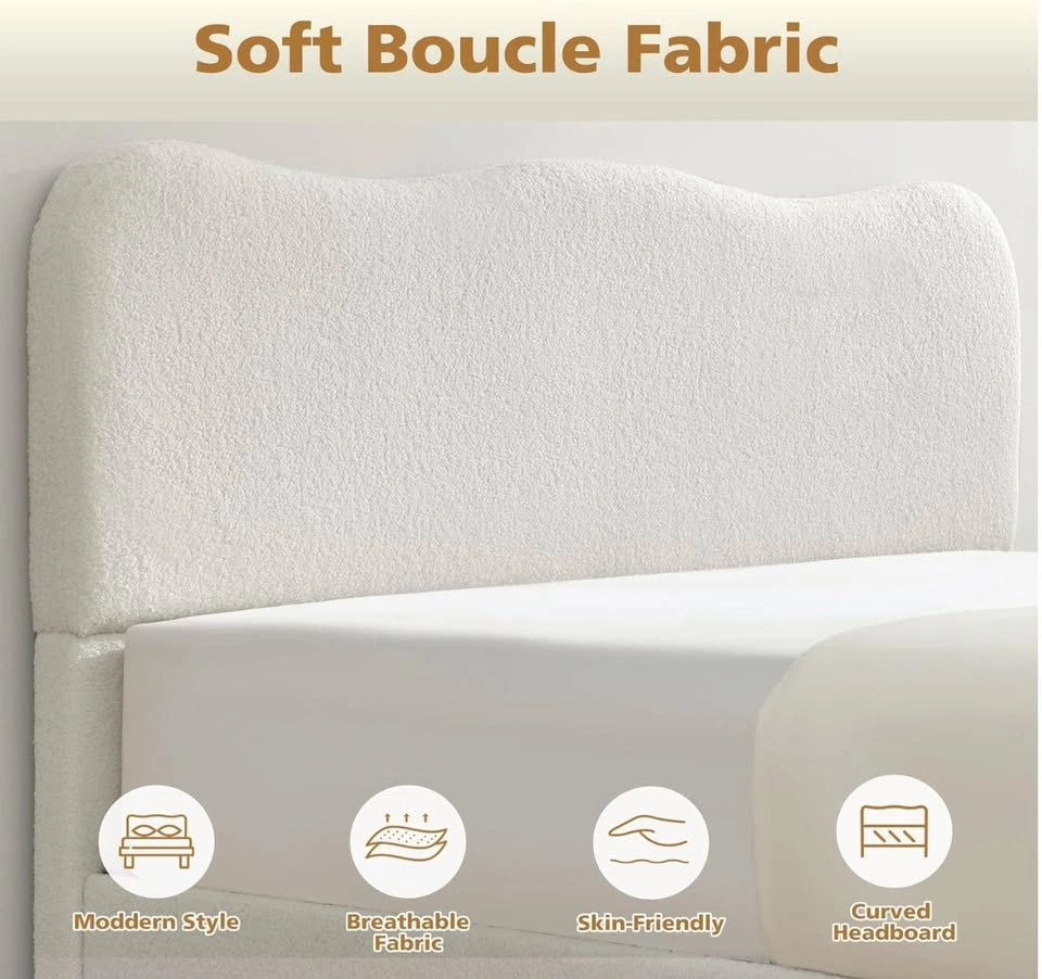 BRAND NEW UNOPENED BOUCLE QUEEN HEADBOARD/BED - photo 2