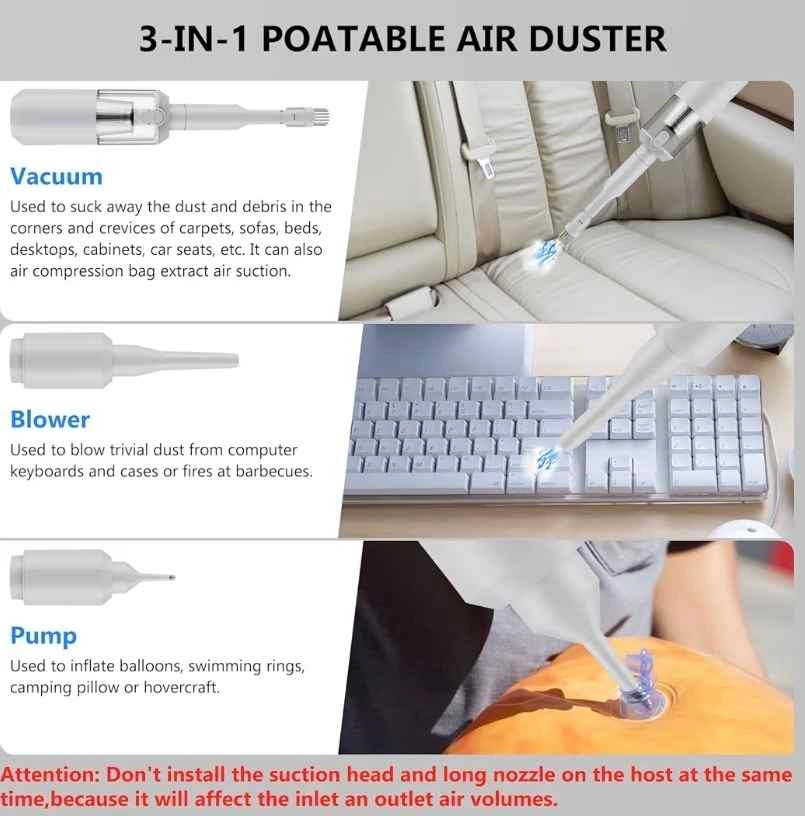 Portable Air Duster Vacuum Cordless Rechargeable Brushless Motor - photo 5