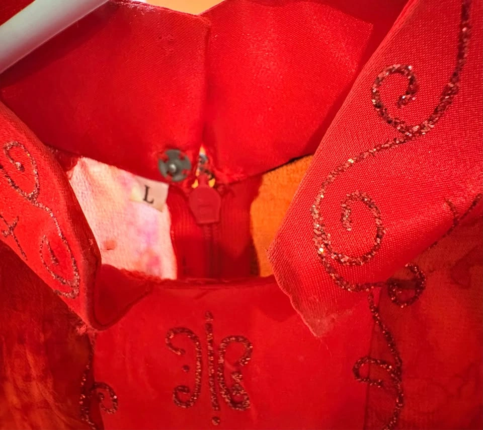 Red Patterned Ao Dai Traditional Vietnamese Dress - photo 5