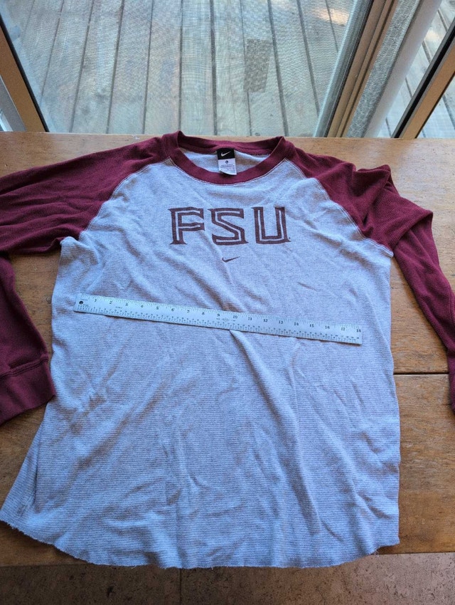 Nike FSU Long Sleeve Shirt Mens XL Waffle Knit Grey Maroon