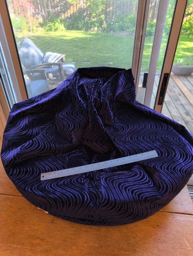 Velvet purple bean bag chair