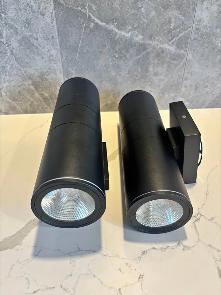 2 Outdoor Wall Sconce Lights - Matte Black