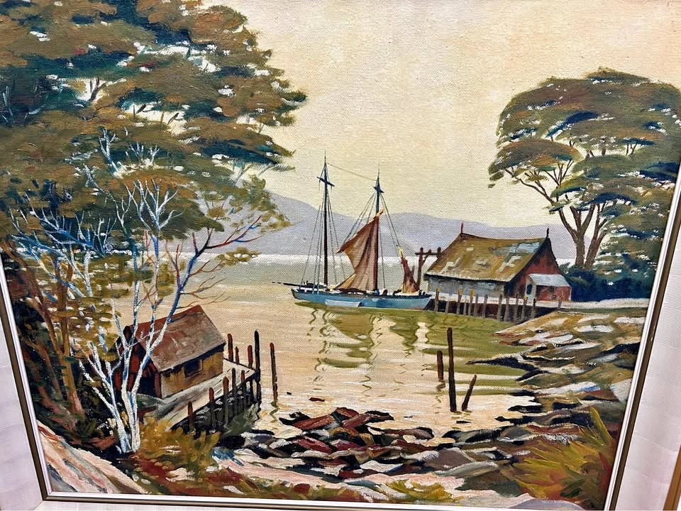 Large Mid Century Seascape Oil Painting 50% OFF