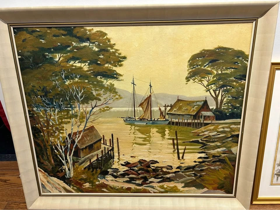 Large Mid Century Seascape Oil Painting 50% OFF - photo 2