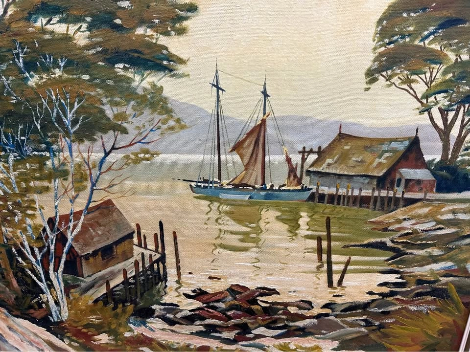 Large Mid Century Seascape Oil Painting 50% OFF - photo 3