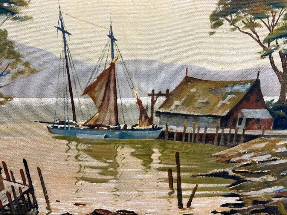 Large Mid Century Seascape Oil Painting 50% OFF - photo 4