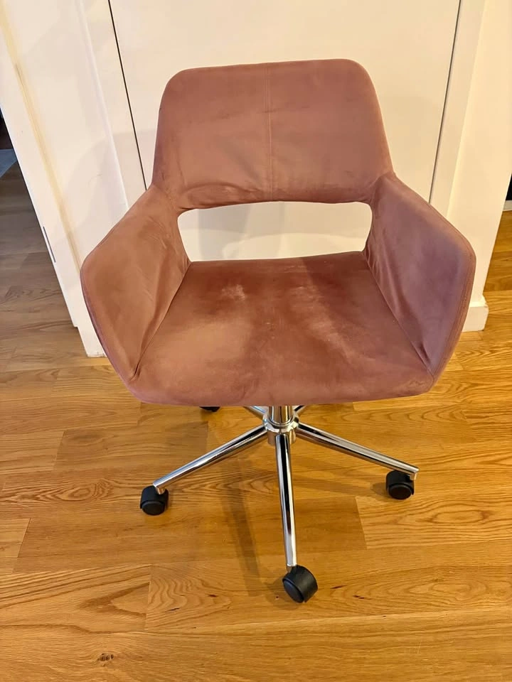 Pink Velvet Swivel Desk Chair