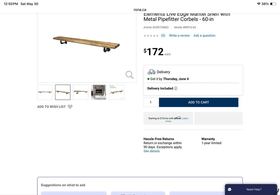Elegant Rustic Live Edge Fireplace Mantel Shelf 60" - photo 2