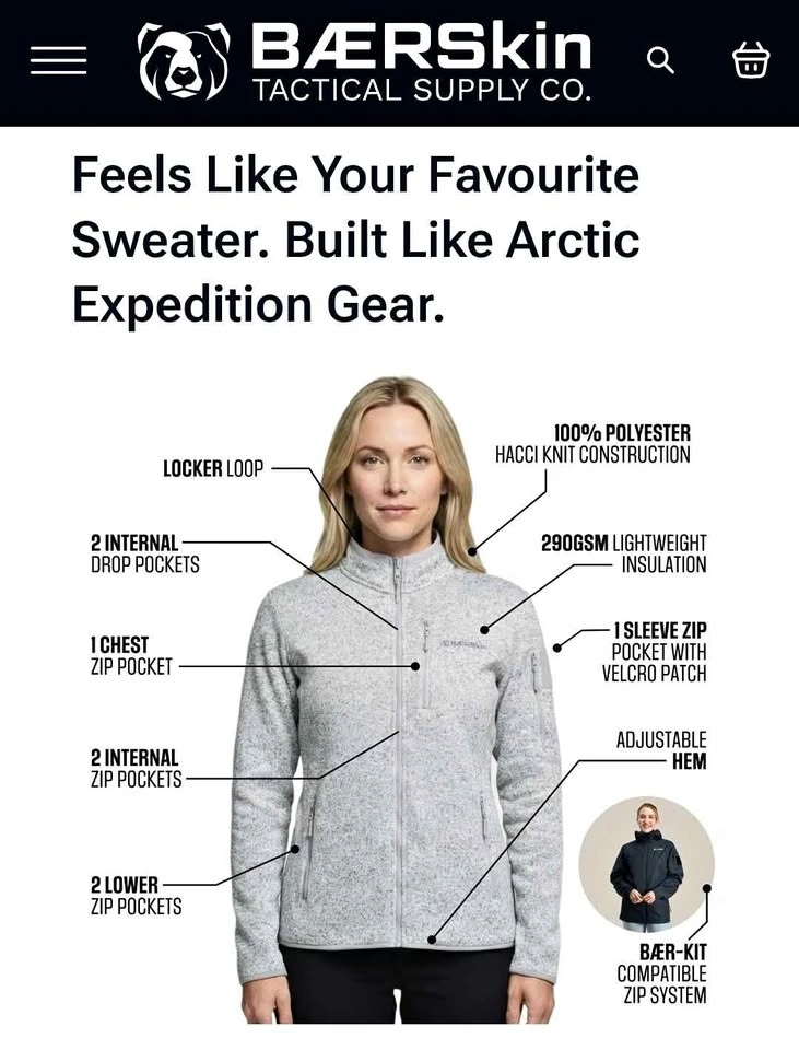 BÆRSkin Basecamp Knit Jacket Women Size 2XL