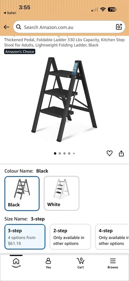3 Step Folding Ladder Safety Step Stool 150kg Capacity - photo 3
