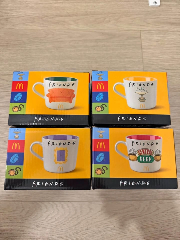 McDonald’s Friends Complete Set of 4 Ceramic Coffee Mugs Cups Ra