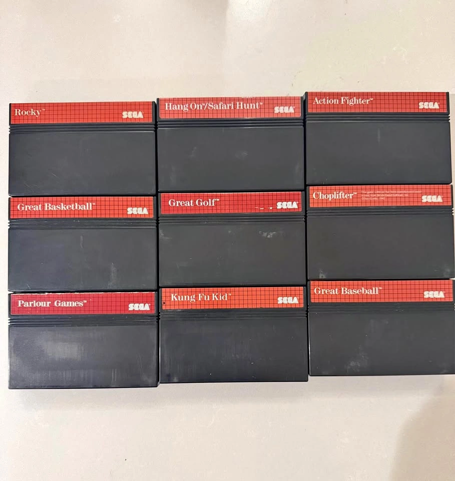 9 Sega Master System Games Lot: Rocky, Kung Fu Kid, Hang-On
