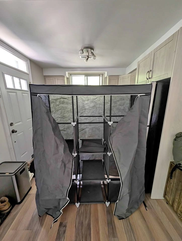 Gray Portable Closet Wardrobe with Shelves