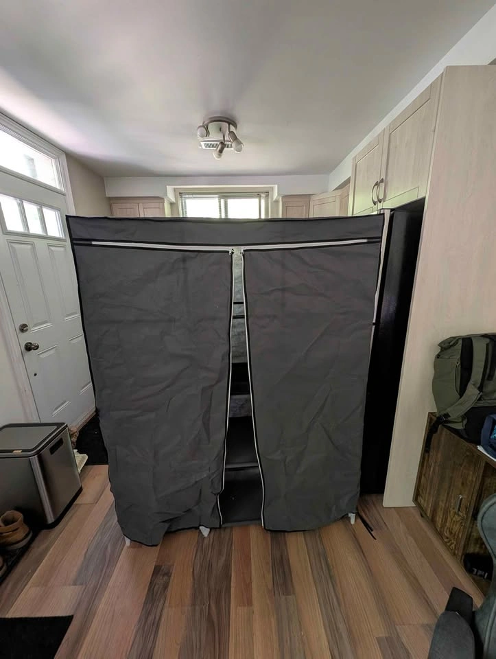 Gray Portable Closet Wardrobe with Shelves - photo 3