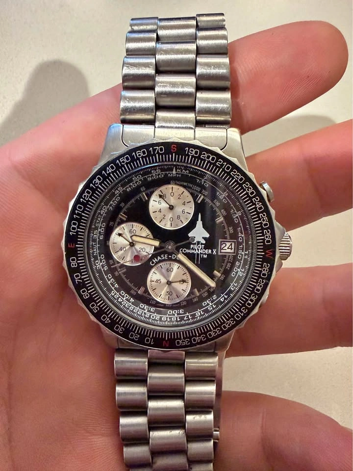 Vintage 90s Chase Durer Pilot Commander X Chronograph Watch 40mm