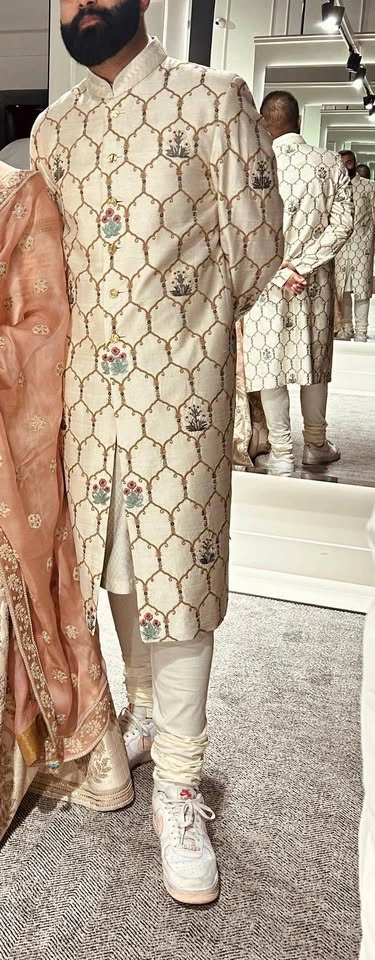 JJ Valaya Ivory Embroidered Achkan Set – Never Worn | $3,500