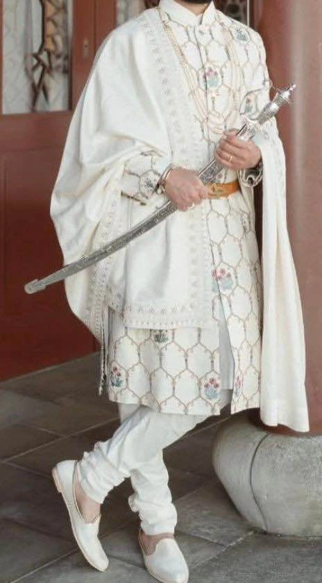 JJ Valaya Ivory Embroidered Achkan Set – Never Worn | $3,500 - photo 2