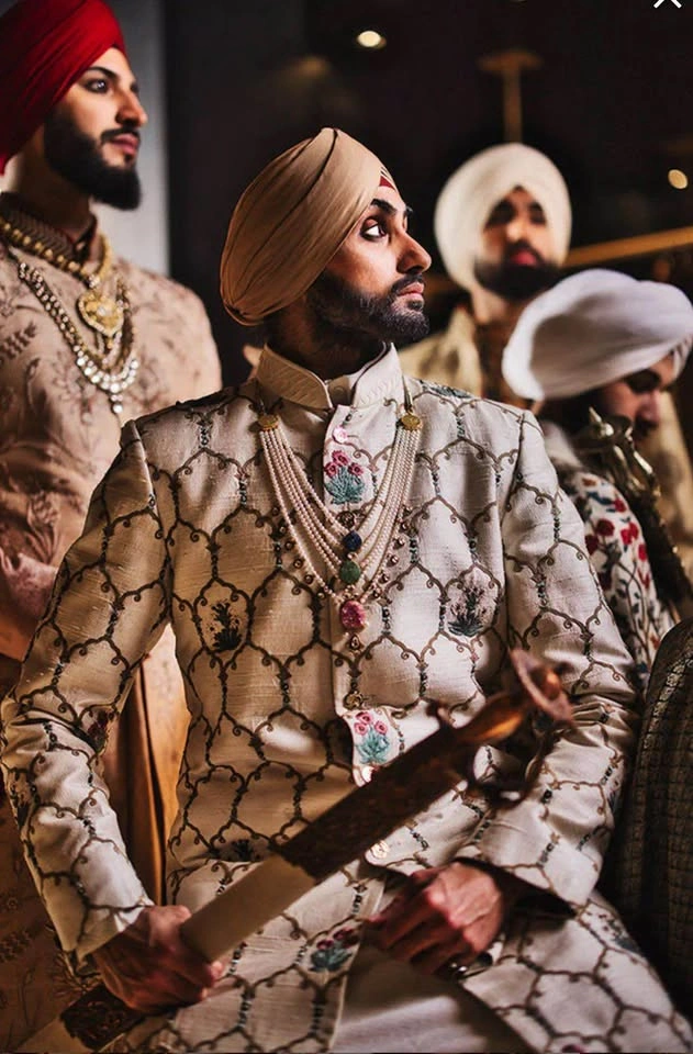 JJ Valaya Ivory Embroidered Achkan Set – Never Worn | $3,500 - photo 3