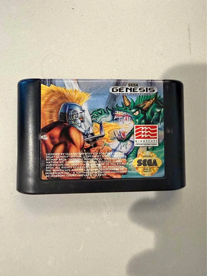 Gods Sega Genesis Authentic Cartridge Bitmap Brothers Rare Retro