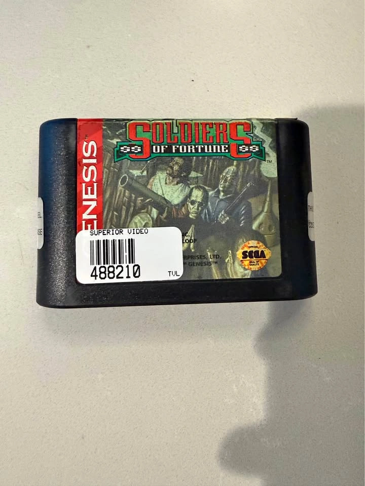 Soldiers of Fortune Sega Genesis Authentic Cartridge Rare