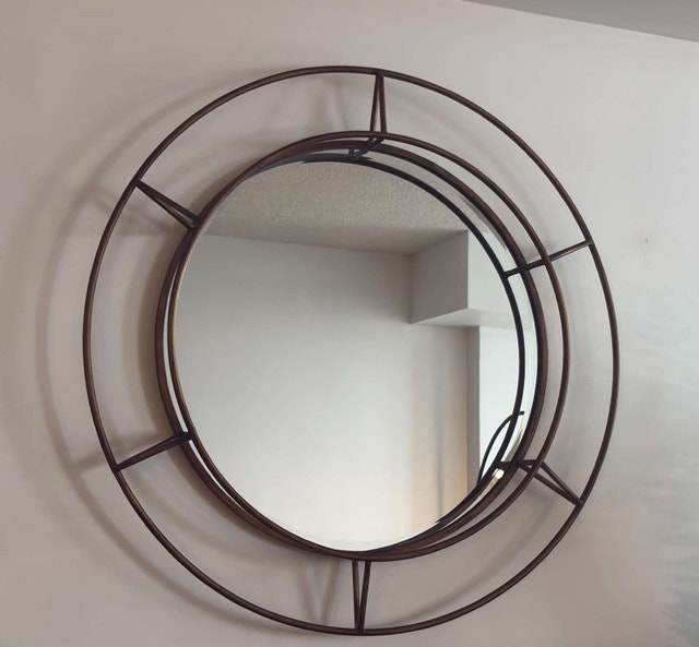 32 Inch Bronze Round Metal Wall Mirror