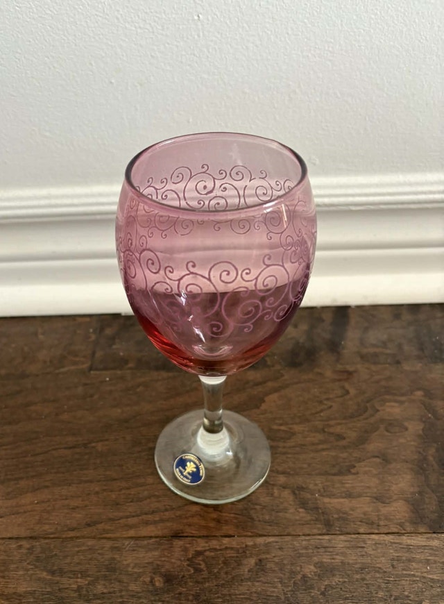 Etched Hand-Made Wine Glasses Italy - photo 2