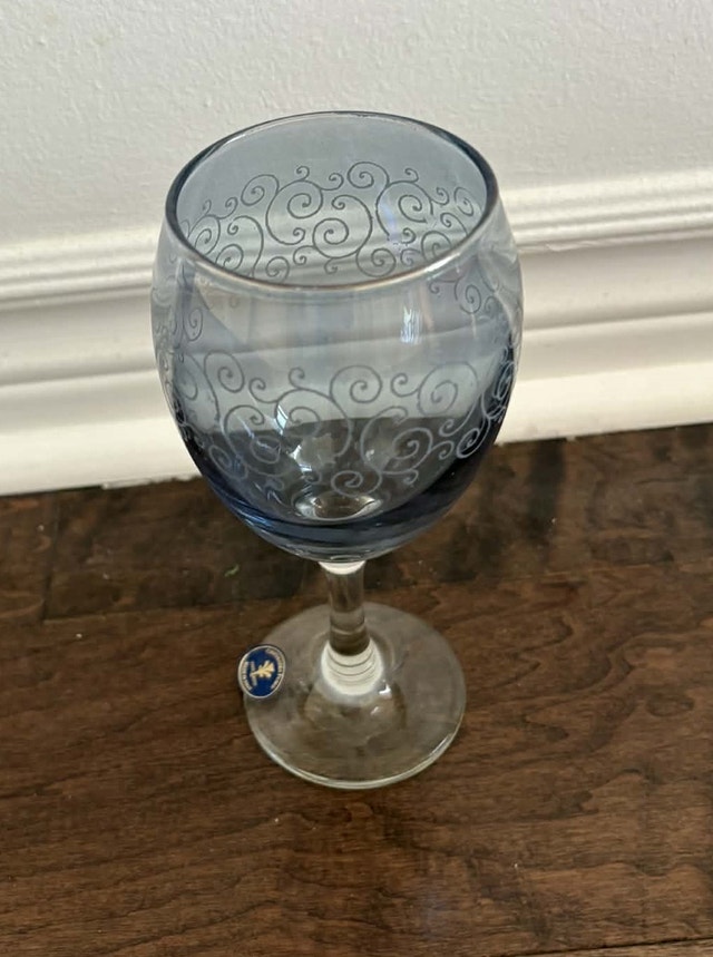 Etched Hand-Made Wine Glasses Italy - photo 4