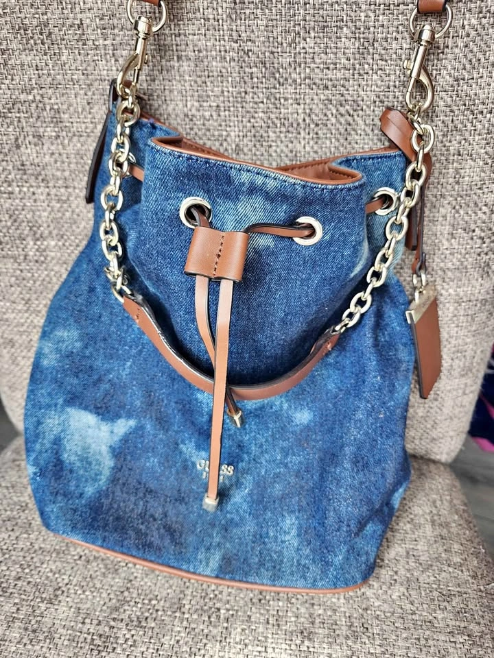 GUESS Denim Bucket Purse