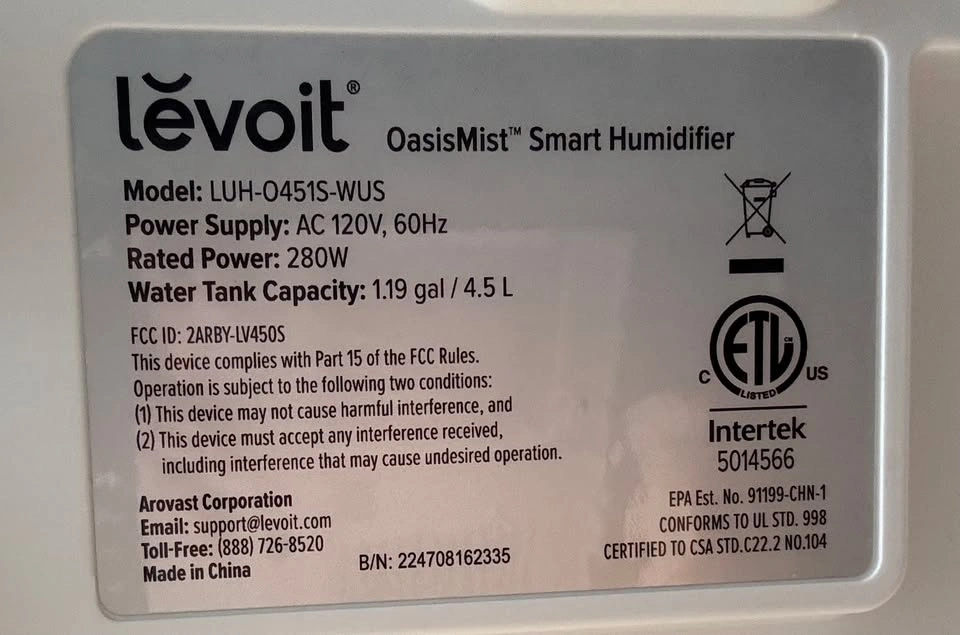 Levoit OasisMist 450S Smart Humidifier - photo 2