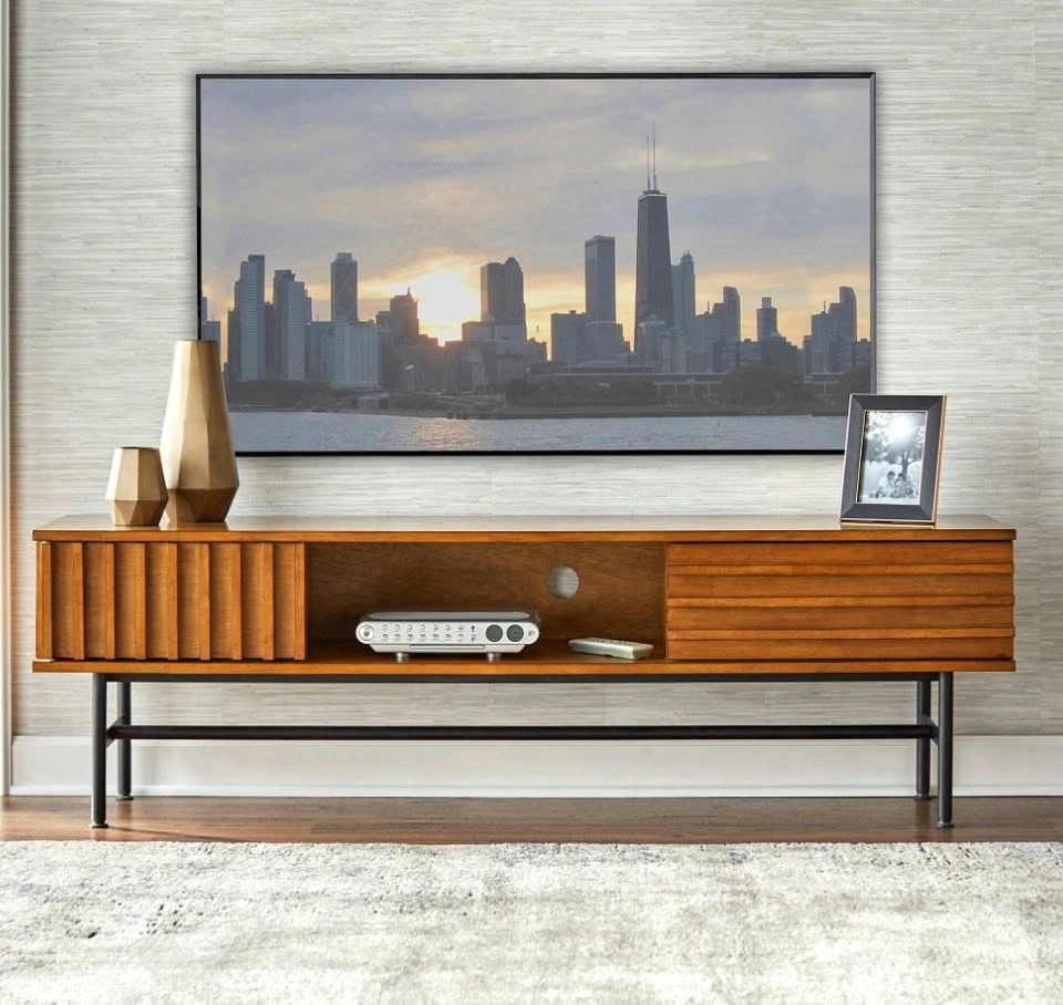 TV Stand – Blonde Oak, Like New - photo 2
