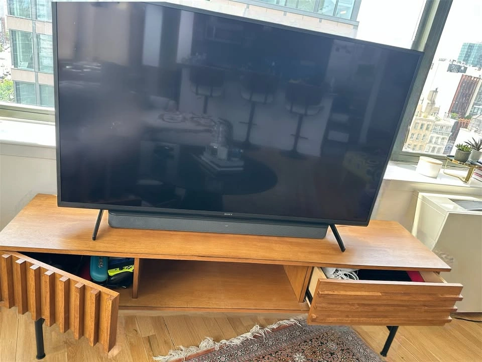 TV Stand – Blonde Oak, Like New - photo 5