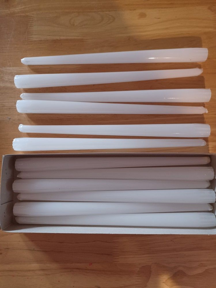 Twelve White 12" Lillian Vernon Taper Candles