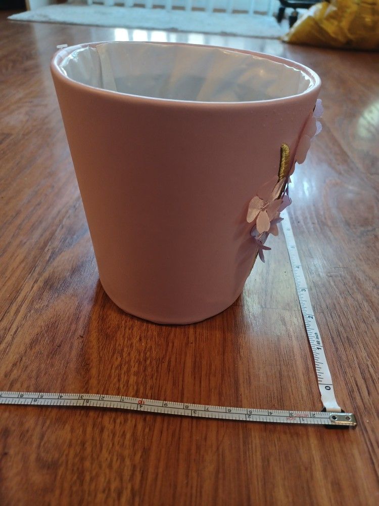 Pink Vinyl Floral Design Planter Pot - photo 3