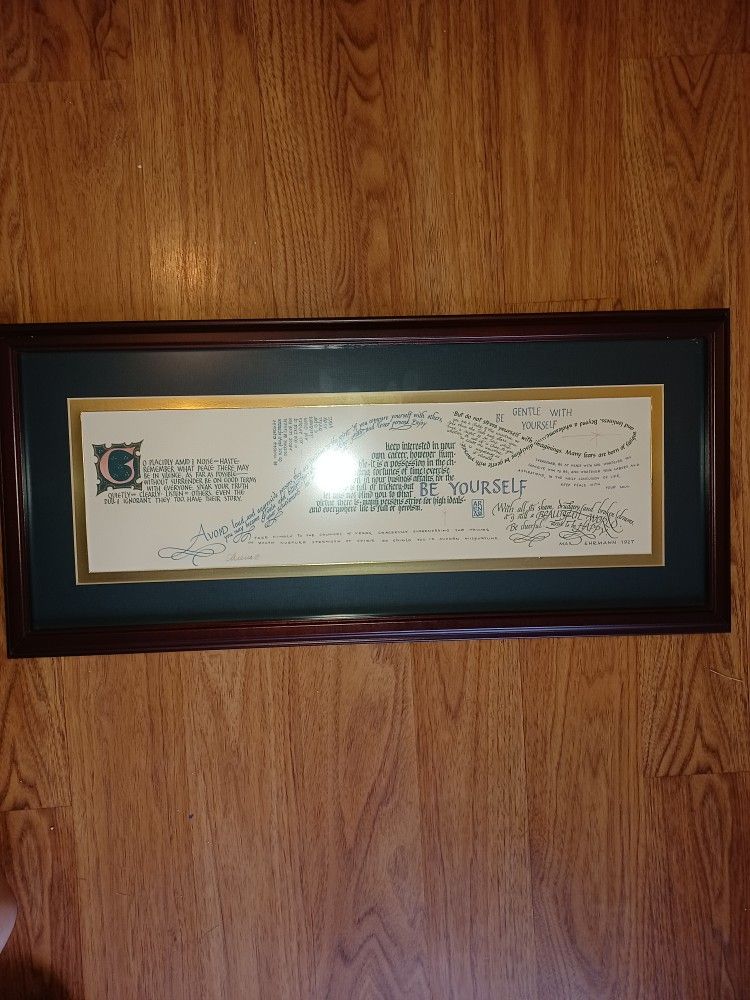 Signed Max Ehrmann Framed Irish Print Art
