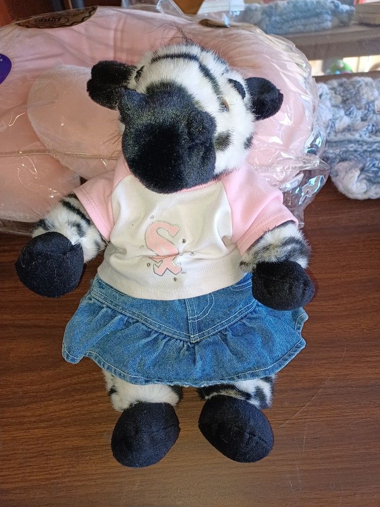 Plush Zebra In BABW White Sox Jersey And Jean Skirt - photo 3