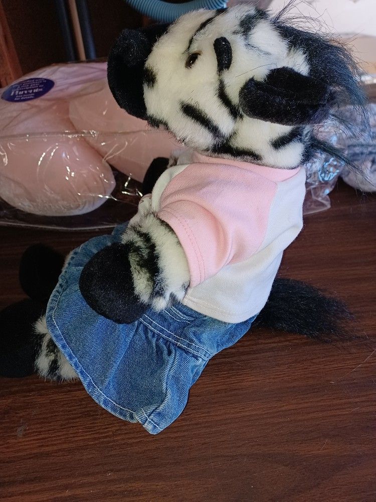 Plush Zebra In BABW White Sox Jersey And Jean Skirt - photo 4