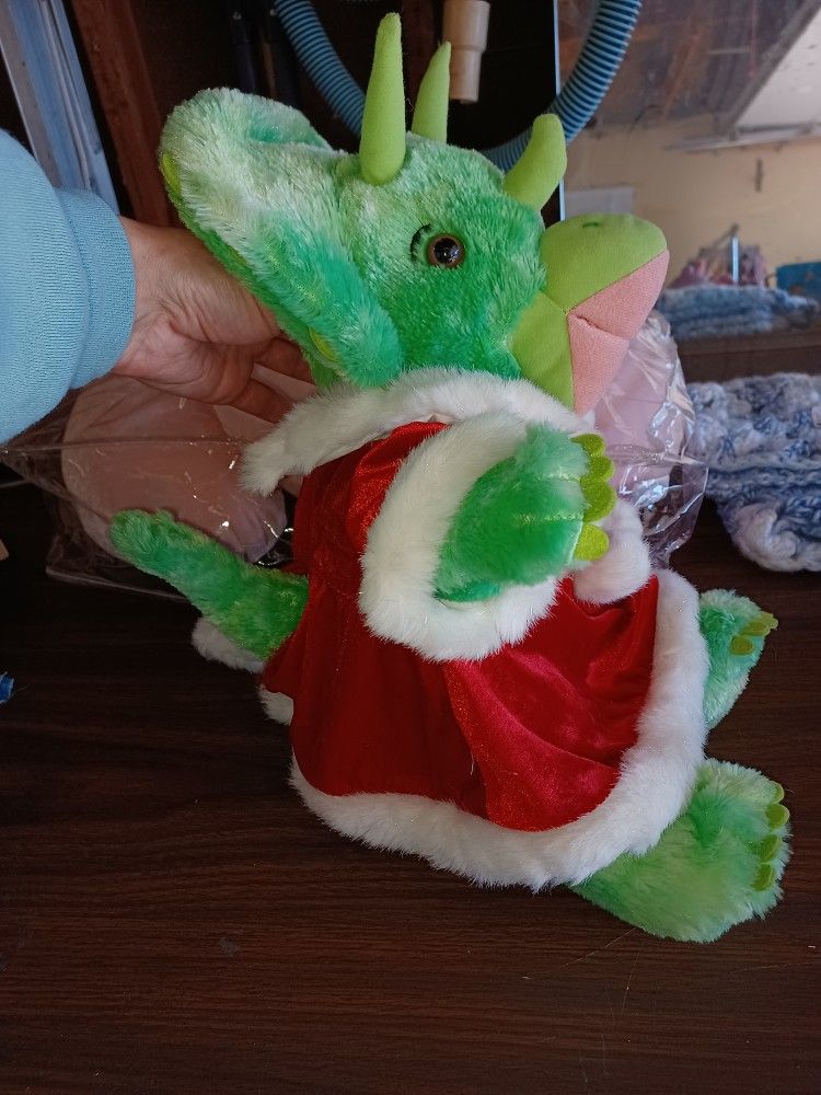 Plush Dinosaur In BABW Christmas Outfit - photo 3