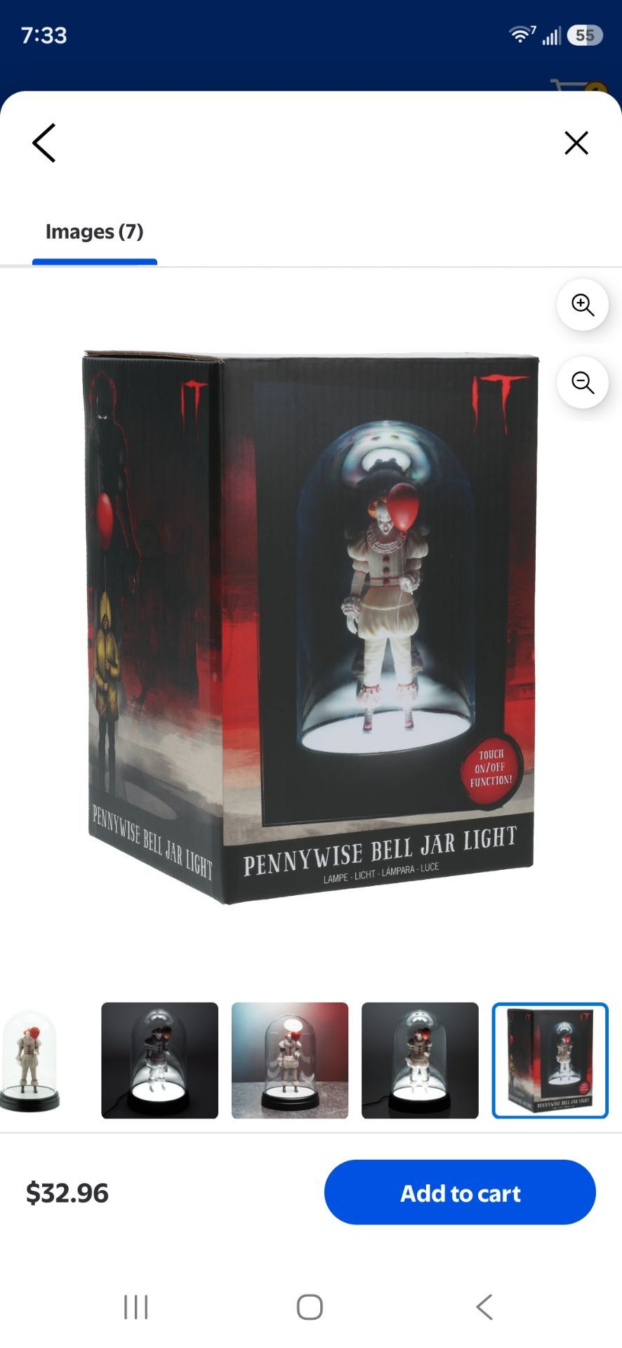 PENNYWISE BELL JAR LIGHT