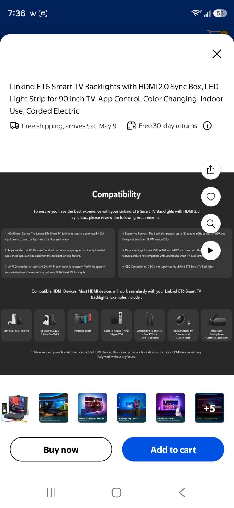 Linkind ET6 Smart TV Backlights with HDMI 2.0 Sync Box - photo 2