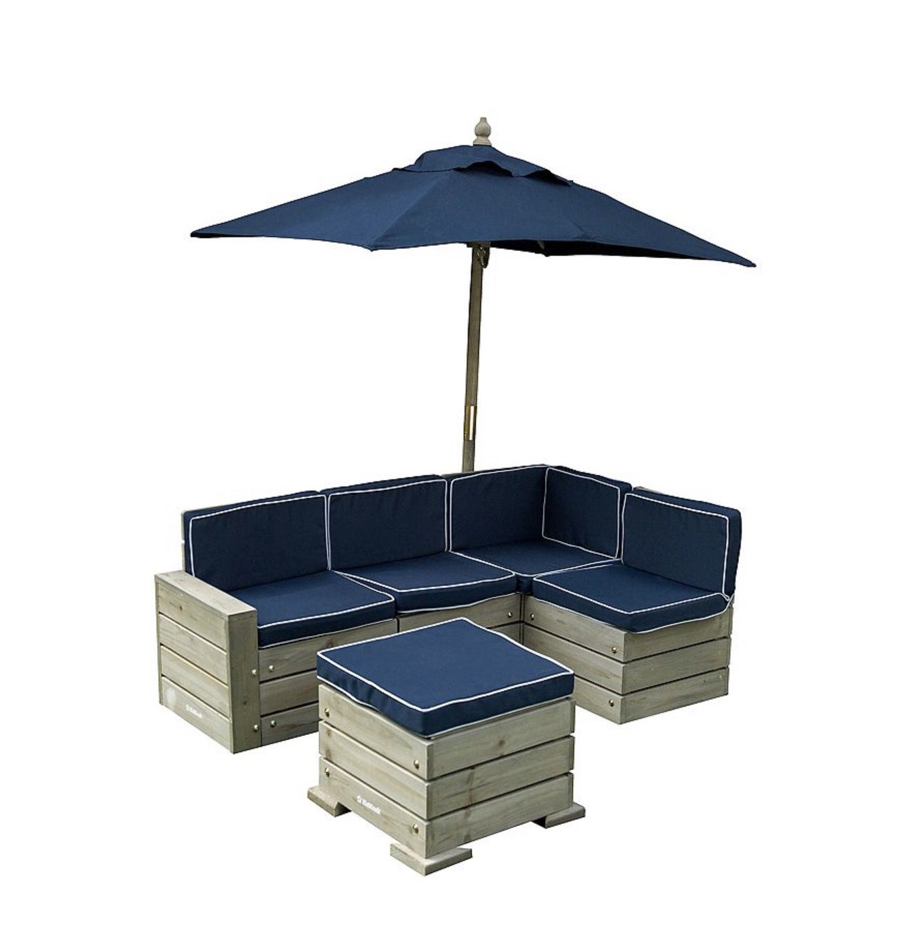 Kids Outdoor Sectional Ottoman & Umbrella Set