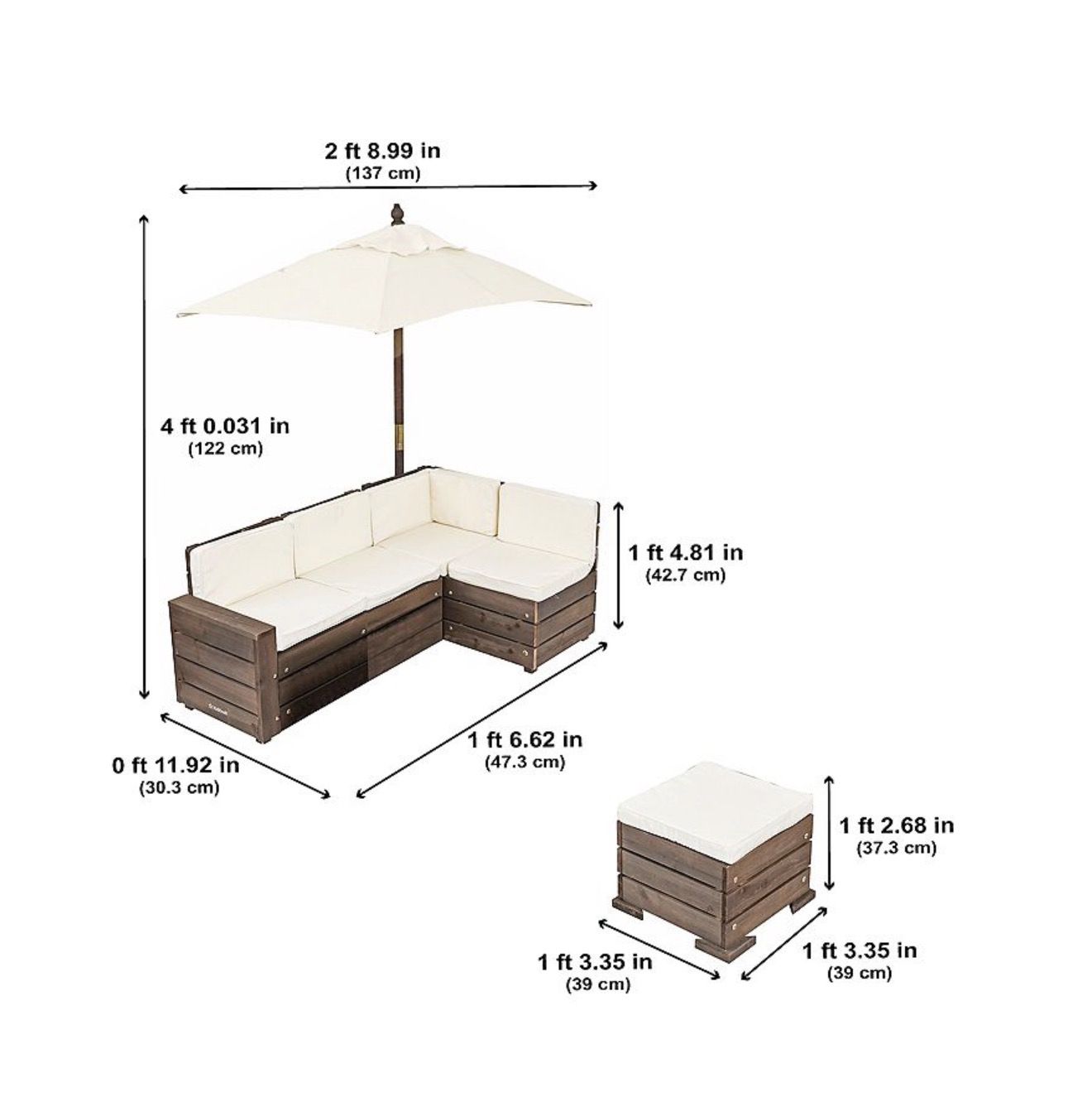 Kids Outdoor Sectional Ottoman & Umbrella Set - photo 2