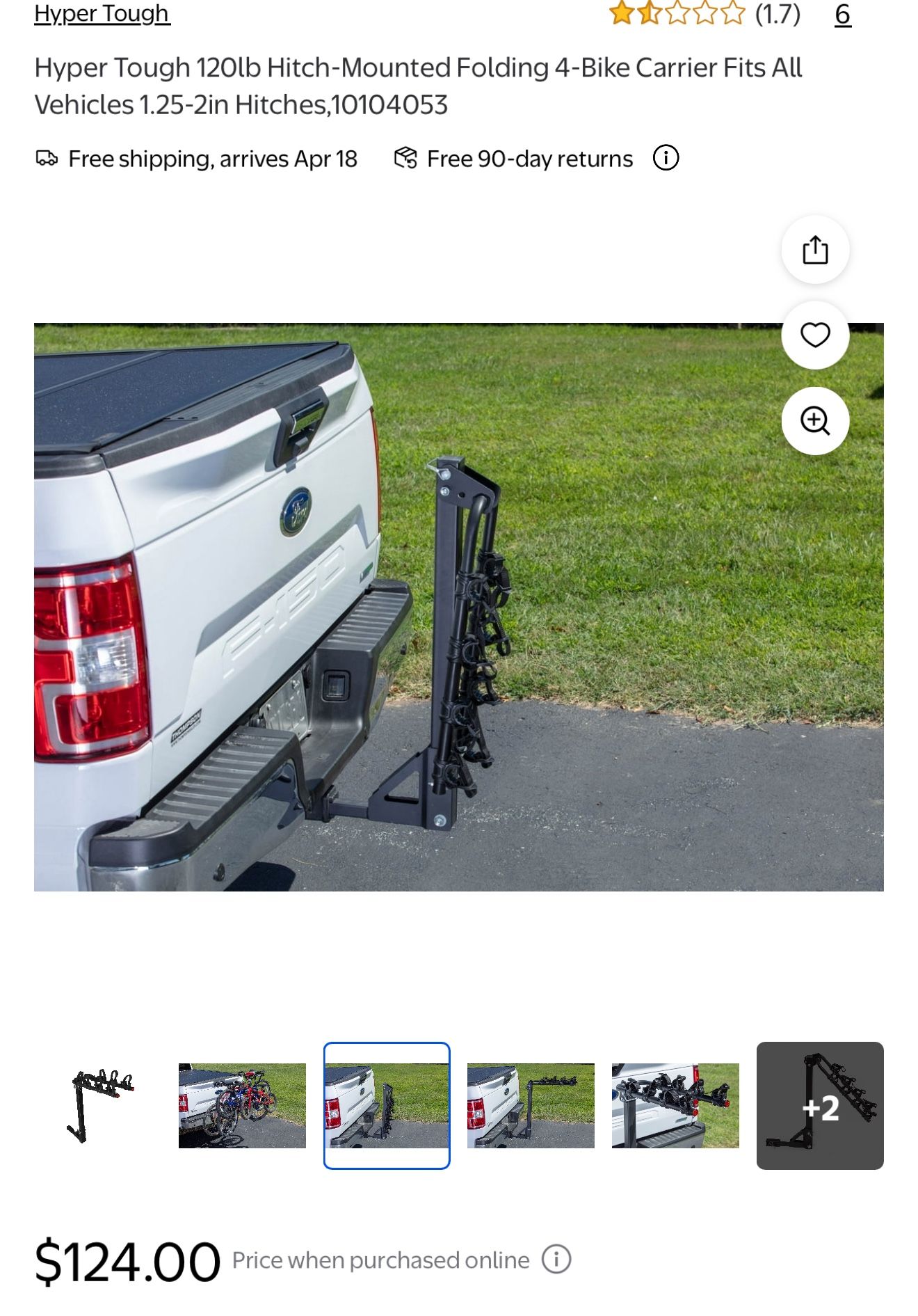 Hyper Tough 120lb Hitch-Mounted Folding 4-Bike Carrier - photo 4