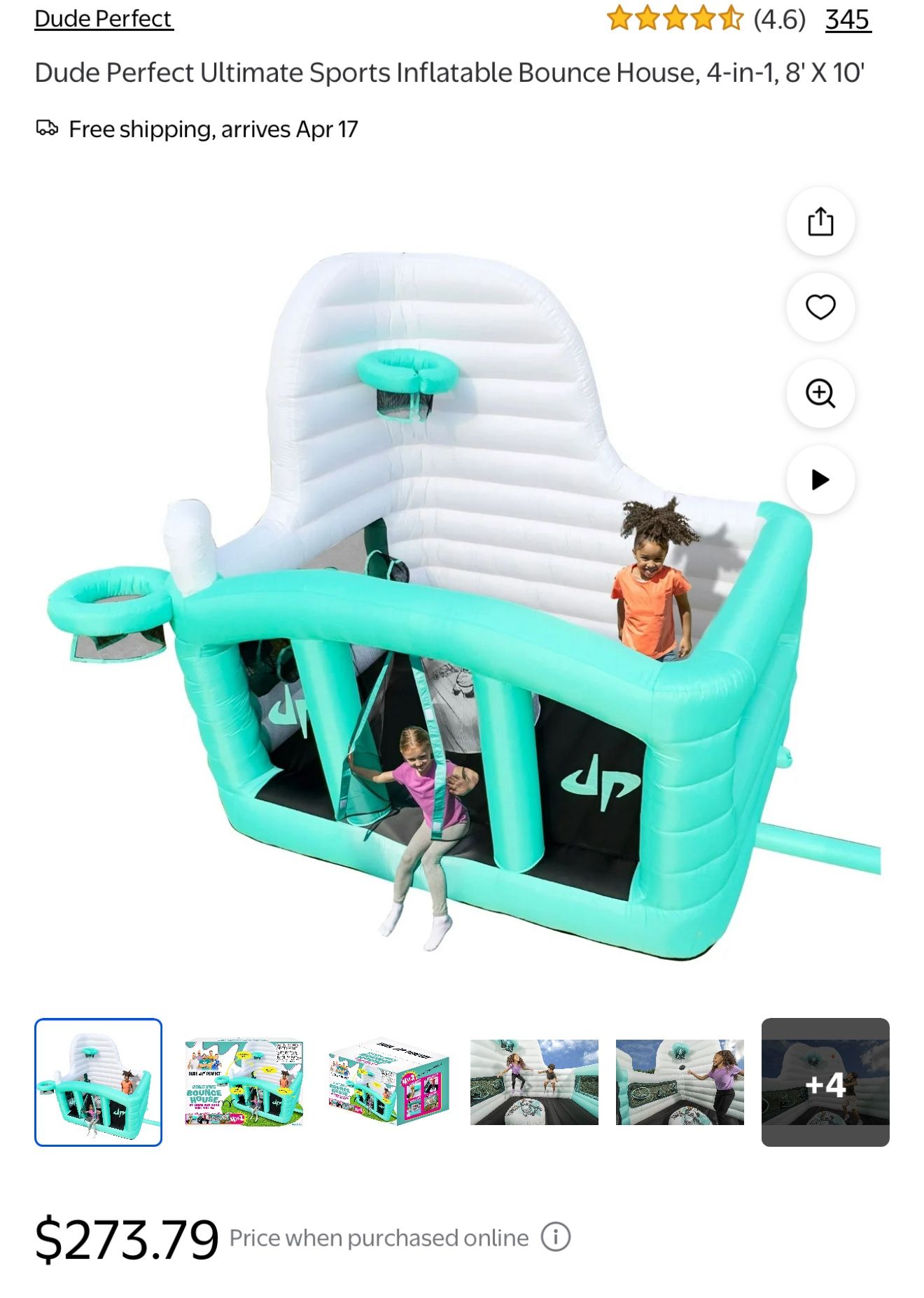 Dude Perfect Ultimate Sports Inflatable Bounce House, 4-in-1, 8'