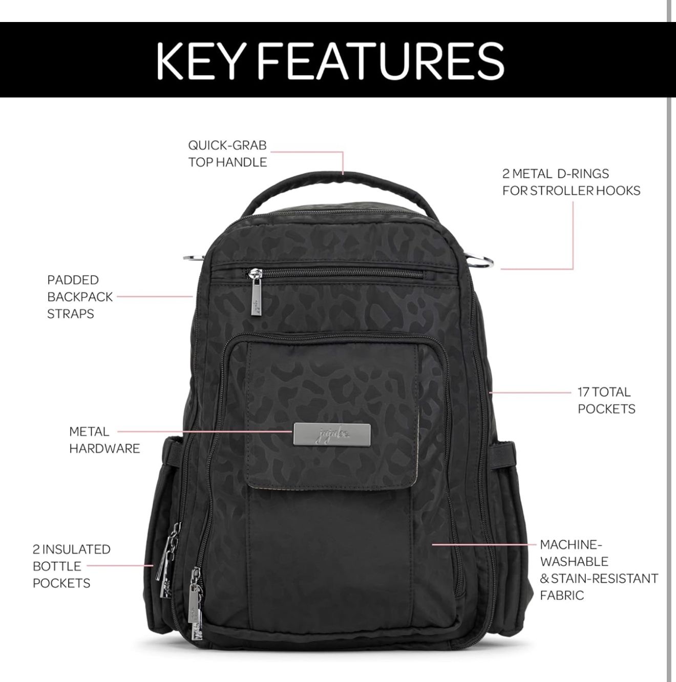 JuJuBe Diaper Bag, Travel Backpack with Portable Changing Pad - photo 2