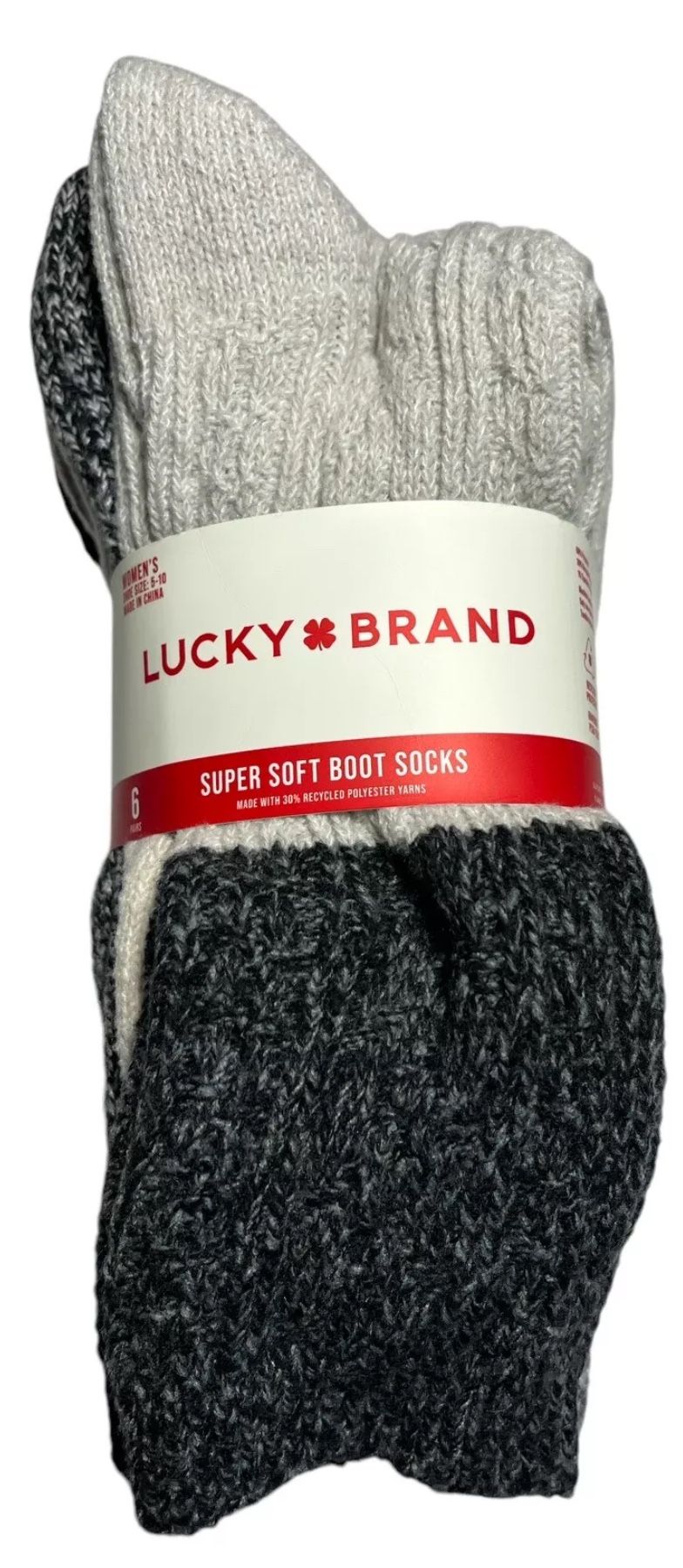 Lucky Brand Women's Socks 5-10 6 Pairs Textured Black & Cream