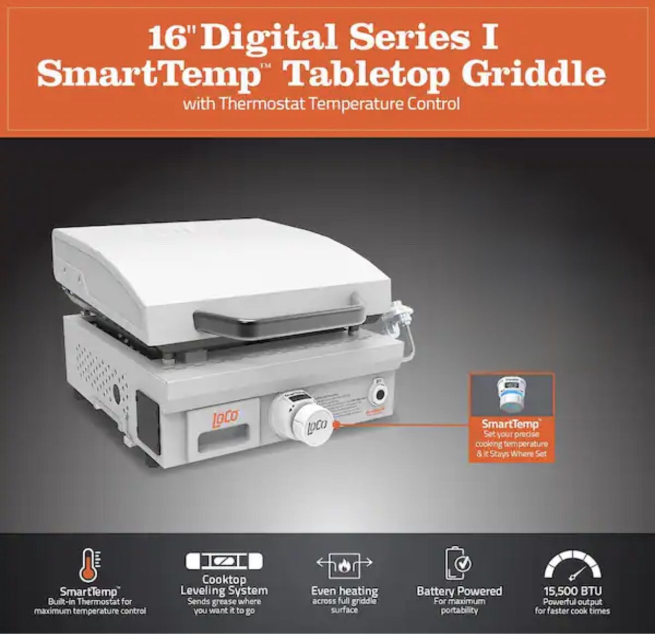 LOCO Series I 16 in. 1-Burner Portable Tabletop Griddle - photo 2