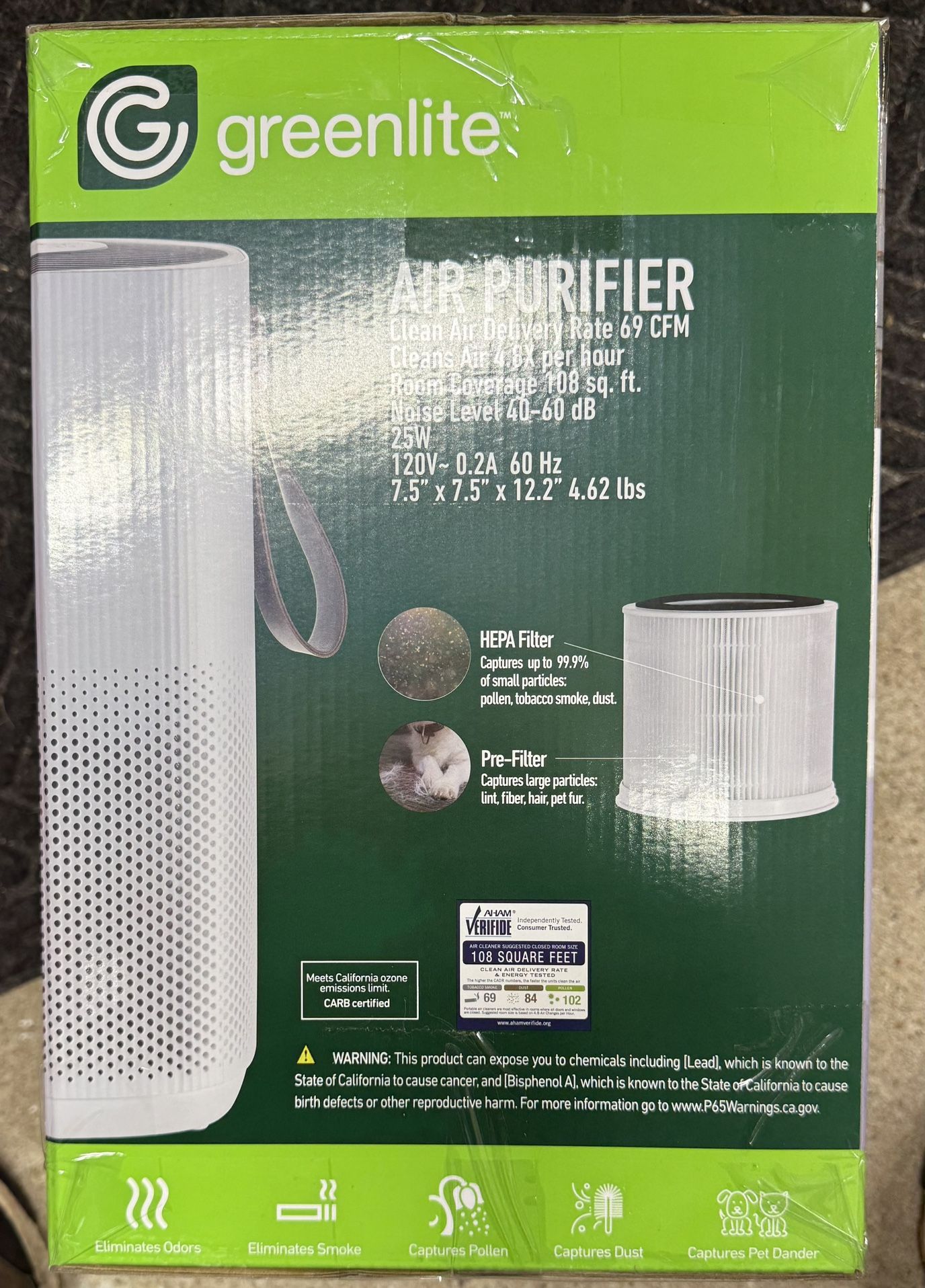 TRUE HEPA FILTER AIR PURIFIER 108 SQ. FT. COVERAGE - photo 2