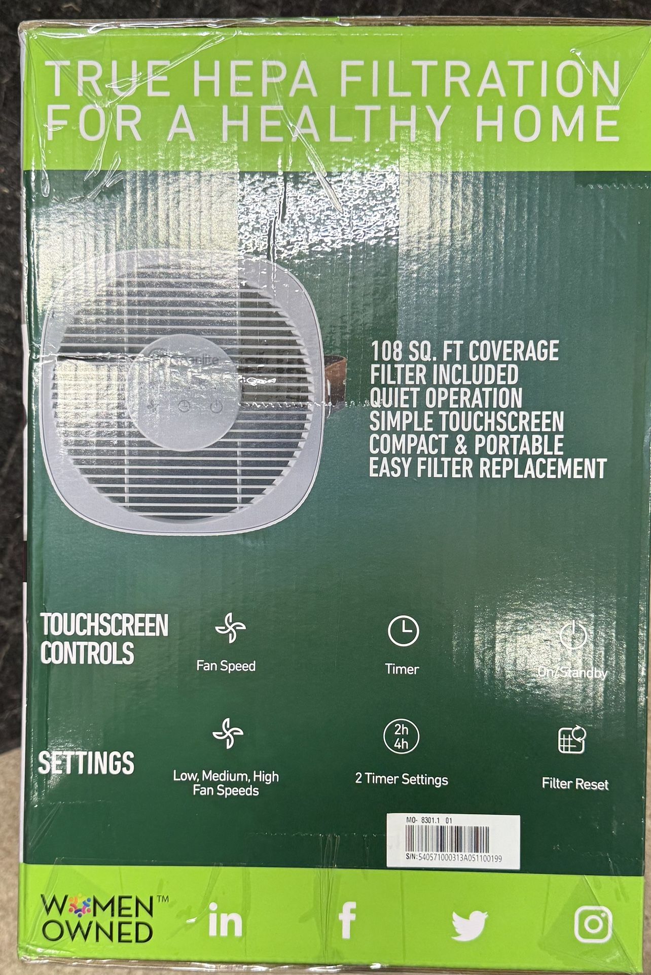 TRUE HEPA FILTER AIR PURIFIER 108 SQ. FT. COVERAGE - photo 3