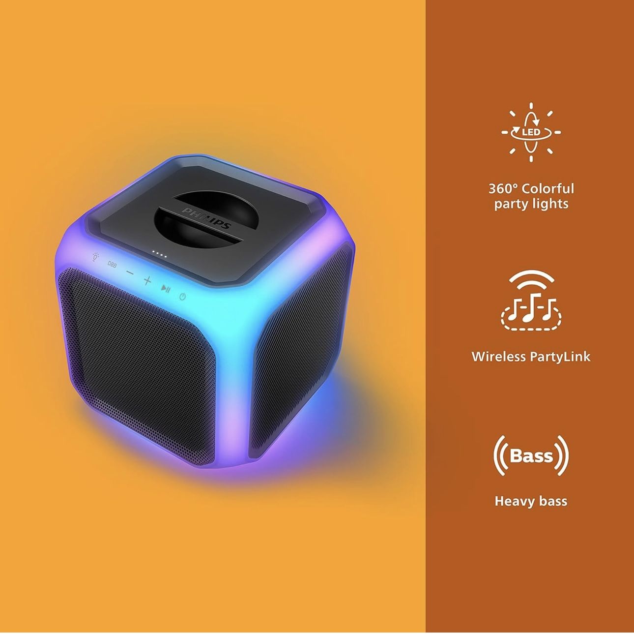 Philips X7207 Wireless Bluetooth Party Cube Speaker - photo 2